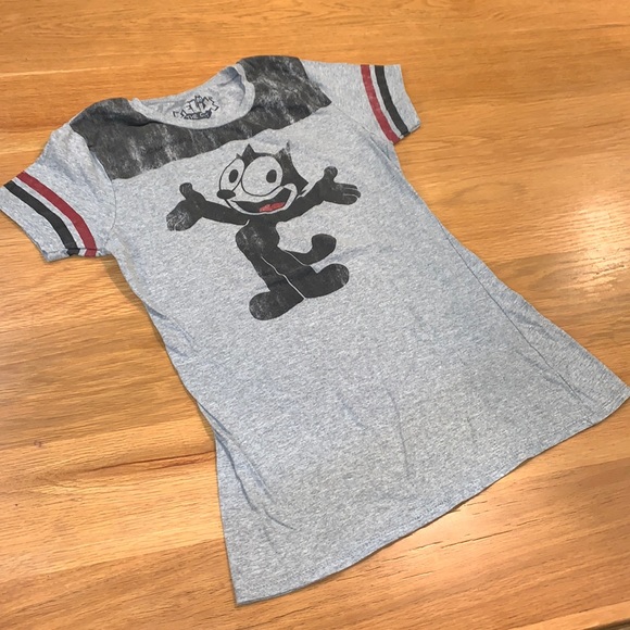 FELIX THE CAT~Size XS-S~Vintage Varsity Stripe Sleeve T-shirt ~ - Picture 2 of 9